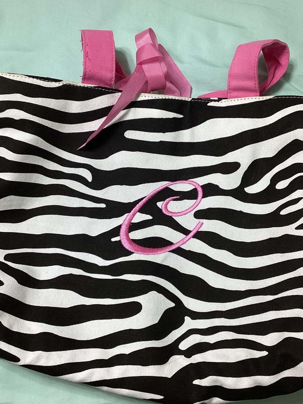Braciano Black & White Animal Print Large Ladies Tote Bag “C” Monogrammed